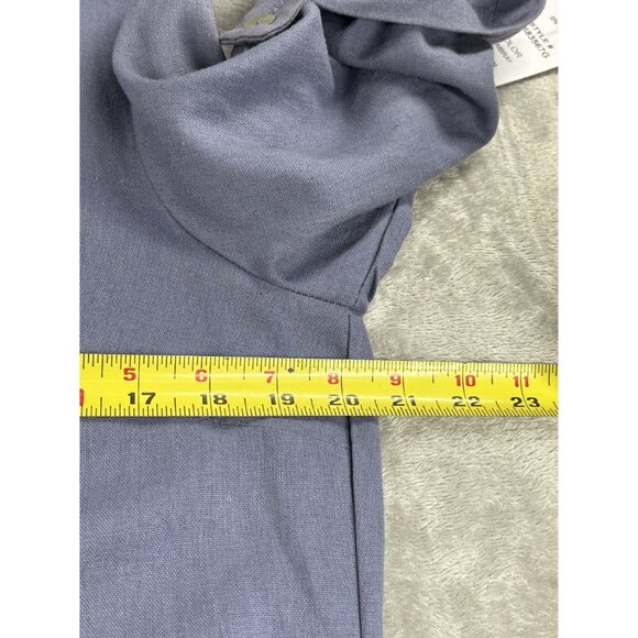 Everlily Button-Down Shirt Dress Roll-Up Sleeves Womens PL Linen Blend Pockets - Picture 11 of 12